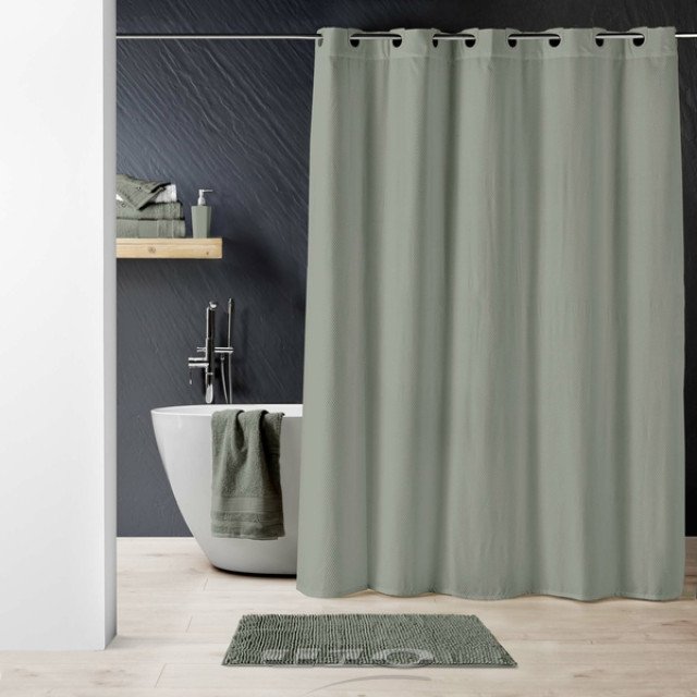 Κουρτίνα μπάνιου υφασμάτινη με τρούκς Charcoal Grey Douceur d'intérieur.